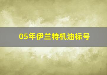 05年伊兰特机油标号