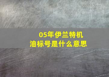 05年伊兰特机油标号是什么意思