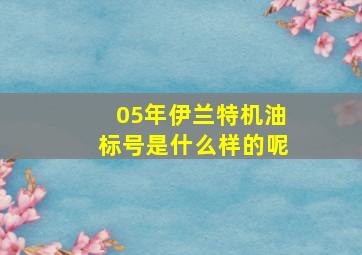 05年伊兰特机油标号是什么样的呢