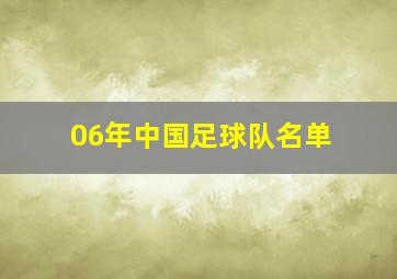 06年中国足球队名单