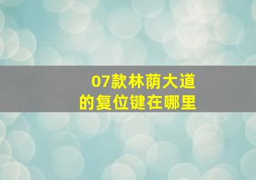 07款林荫大道的复位键在哪里