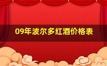 09年波尔多红酒价格表