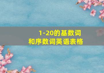 1-20的基数词和序数词英语表格