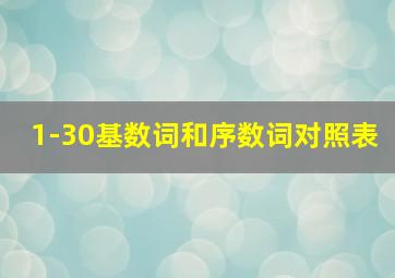 1-30基数词和序数词对照表