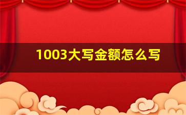 1003大写金额怎么写