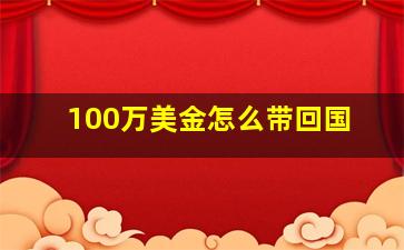 100万美金怎么带回国