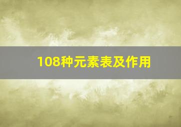 108种元素表及作用