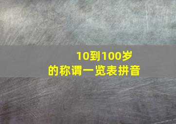 10到100岁的称谓一览表拼音