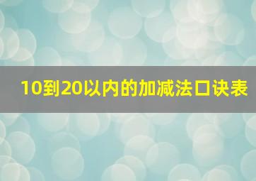 10到20以内的加减法口诀表