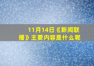 11月14日《新闻联播》主要内容是什么呢