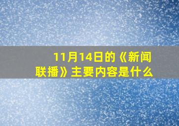 11月14日的《新闻联播》主要内容是什么