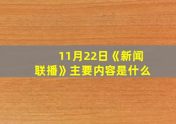 11月22日《新闻联播》主要内容是什么