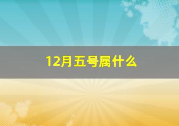 12月五号属什么