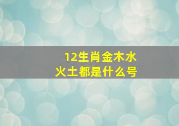 12生肖金木水火土都是什么号