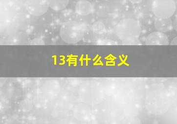 13有什么含义