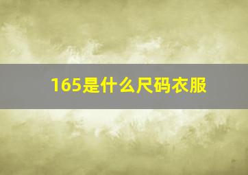 165是什么尺码衣服