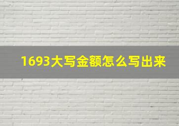 1693大写金额怎么写出来