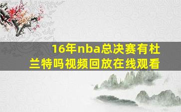 16年nba总决赛有杜兰特吗视频回放在线观看