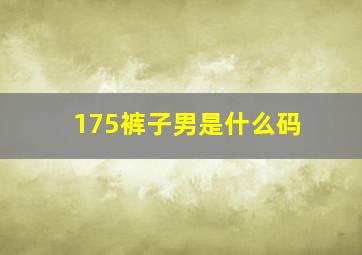 175裤子男是什么码