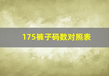 175裤子码数对照表