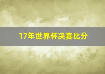 17年世界杯决赛比分