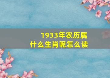 1933年农历属什么生肖呢怎么读