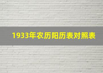 1933年农历阳历表对照表