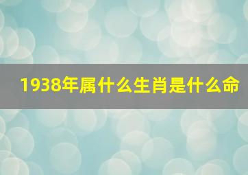 1938年属什么生肖是什么命