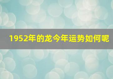 1952年的龙今年运势如何呢