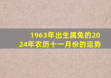 1963年出生属兔的2024年农历十一月份的运势