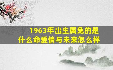 1963年出生属兔的是什么命爱情与未来怎么样