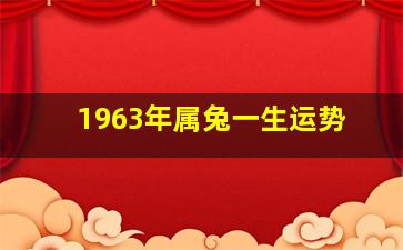 1963年属兔一生运势