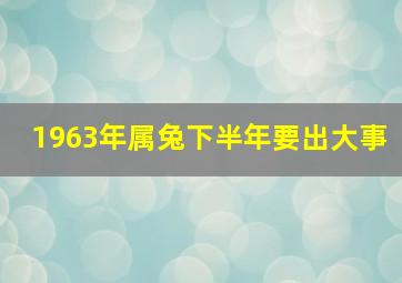 1963年属兔下半年要出大事