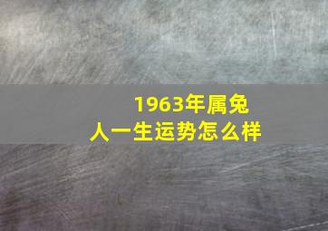 1963年属兔人一生运势怎么样