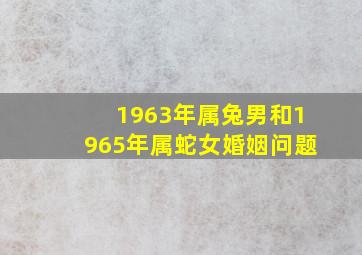 1963年属兔男和1965年属蛇女婚姻问题