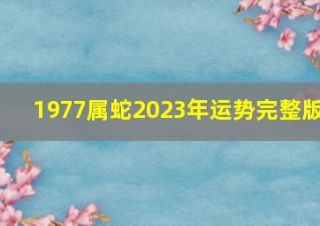 1977属蛇2023年运势完整版