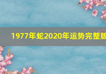 1977年蛇2020年运势完整版