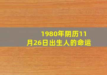 1980年阴历11月26日出生人的命运