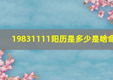 19831111阳历是多少是啥命