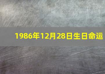 1986年12月28日生日命运