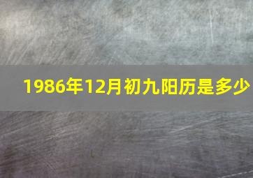 1986年12月初九阳历是多少