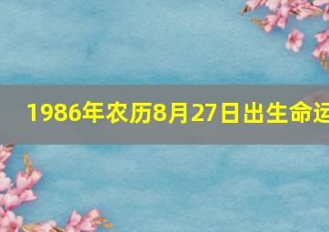 1986年农历8月27日出生命运