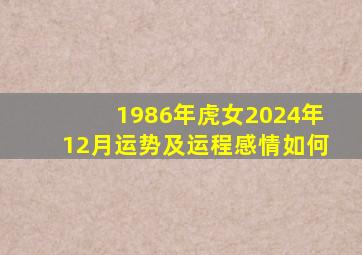 1986年虎女2024年12月运势及运程感情如何