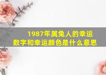 1987年属兔人的幸运数字和幸运颜色是什么意思