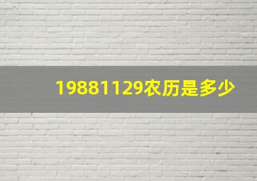 19881129农历是多少