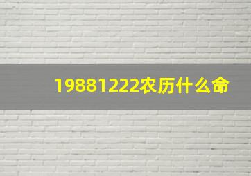 19881222农历什么命