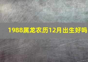 1988属龙农历12月出生好吗