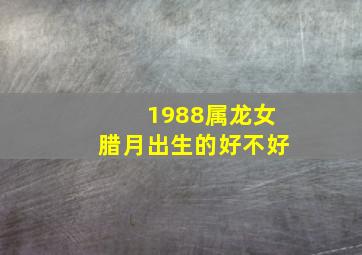 1988属龙女腊月出生的好不好