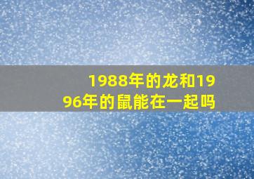 1988年的龙和1996年的鼠能在一起吗