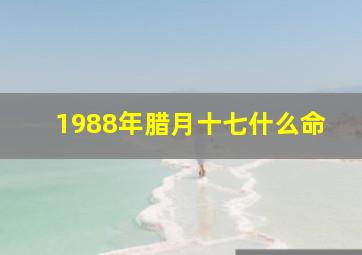 1988年腊月十七什么命